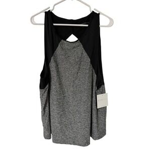 Beyond Yoga Womens 2X Tank Top Black Gray Heathered Open Back Cutout NWT